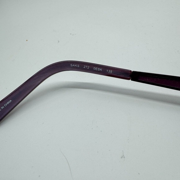 Saks Fifth Avenue Saks 272 0ESK Sunglasses Full Rim Oval Black Purple H10579 - Picture 5 of 7